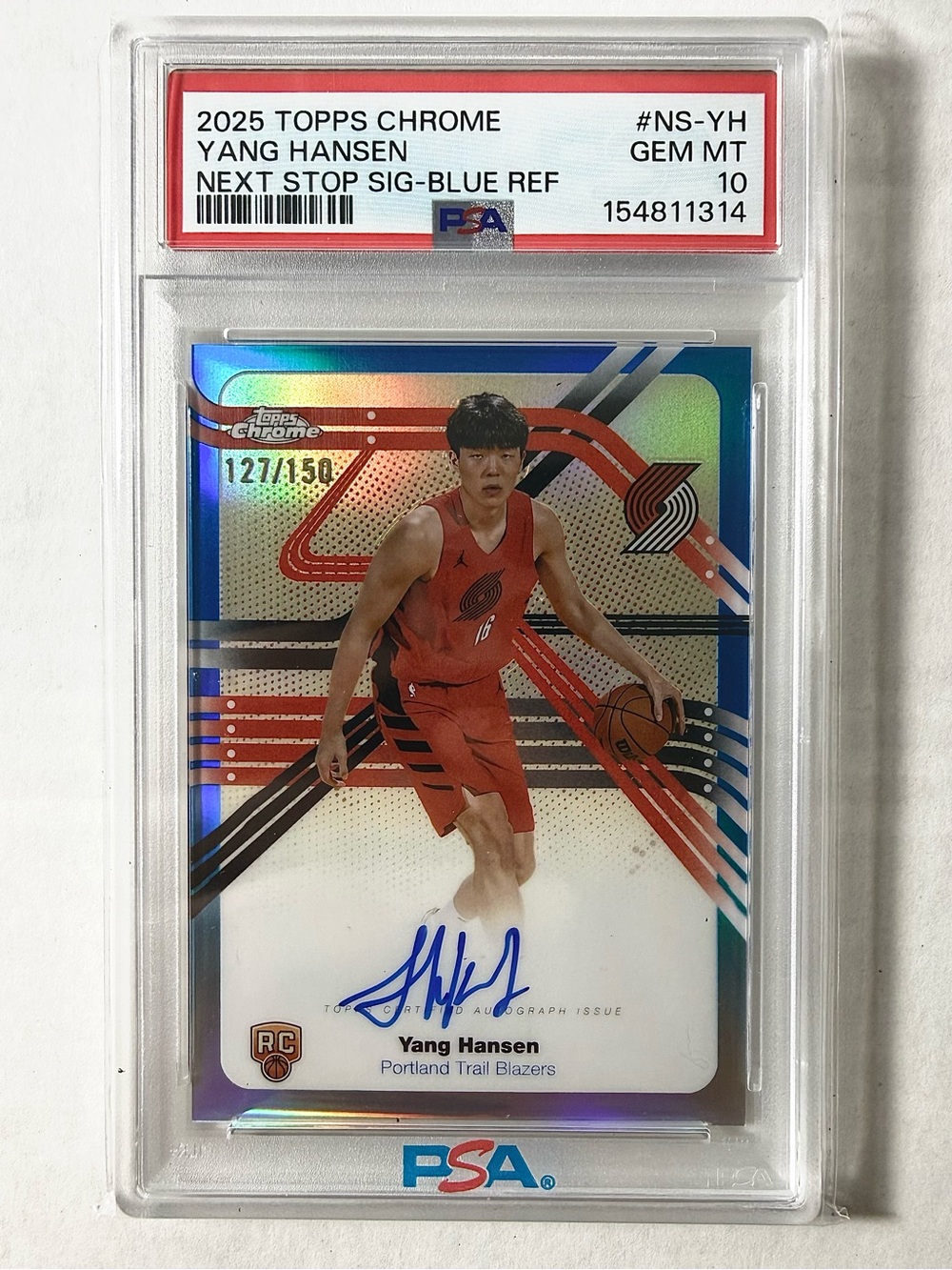 2025 Topps Chrome Yang Hansen Autograph RC - Blue Refractor 127/150